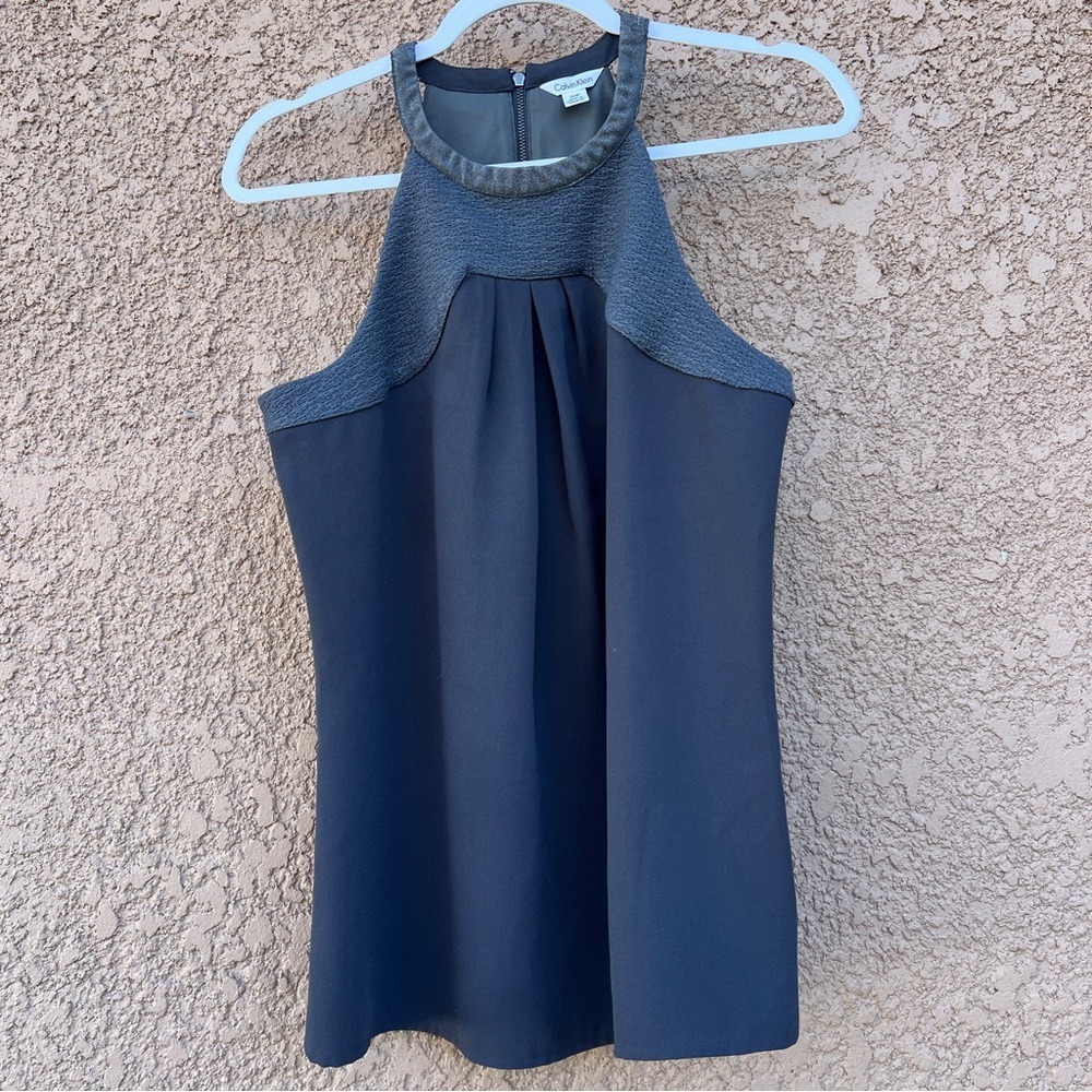 Calvin Klein Womens Sleeveless Shirt Size S‎ Small Gray Light Academia - Picture 13 of 13